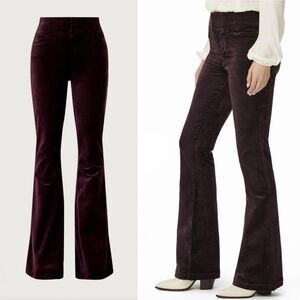 PAIGE * Lou Lou Velvet Flare Pants Black Cherry High-Rise Stretch Bootcut Size 3